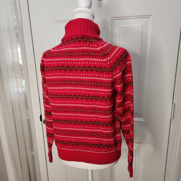 Lands' End Red White and Black Pattern Turtleneck Size Small 6-8 - Picture 3 of 5